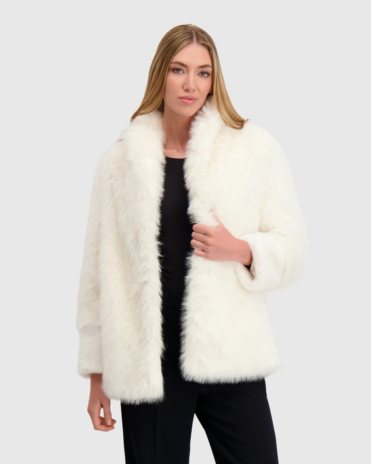 FUR-FREE FOX AND MINK (FAUX FUR) JACKET - WHITE