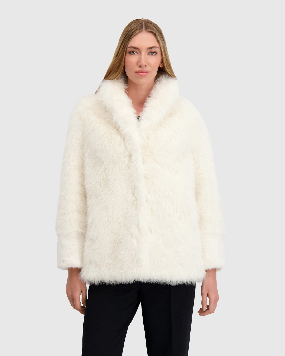 FUR-FREE FOX AND MINK (FAUX FUR) JACKET - WHITE