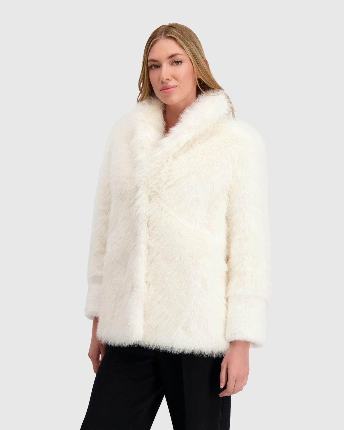 FUR-FREE FOX AND MINK (FAUX FUR) JACKET - WHITE