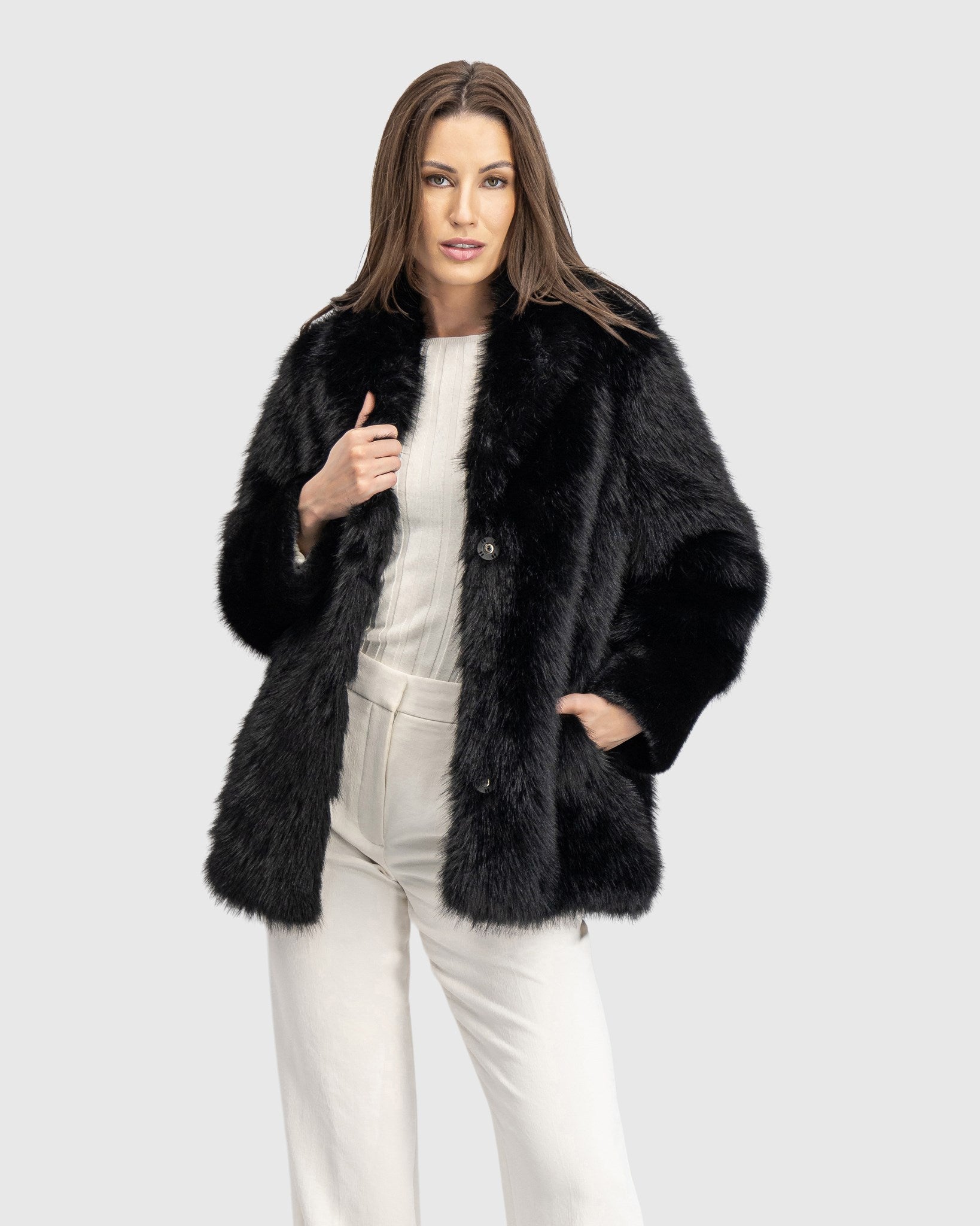 FUR-FREE FOX AND MINK (FAUX FUR) JACKET
