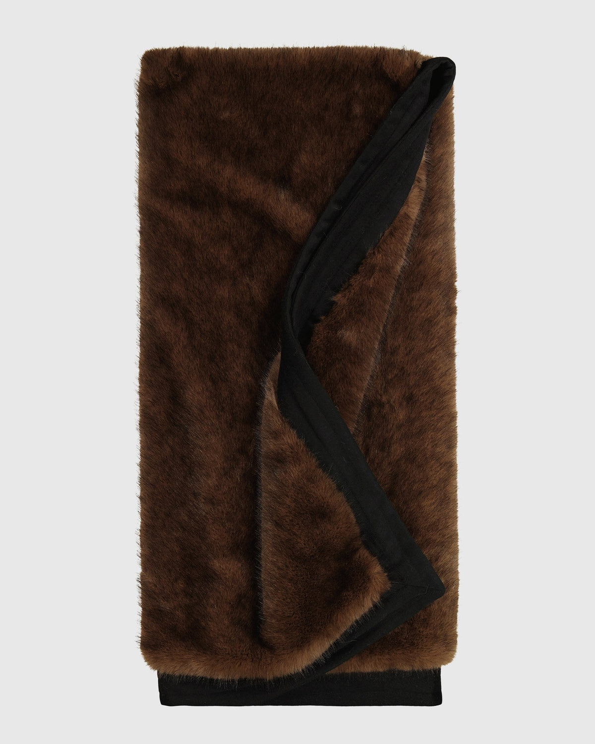 FUR-FREE FOX (PL) BLANKET WITH WOOL TRIM - BROWN
