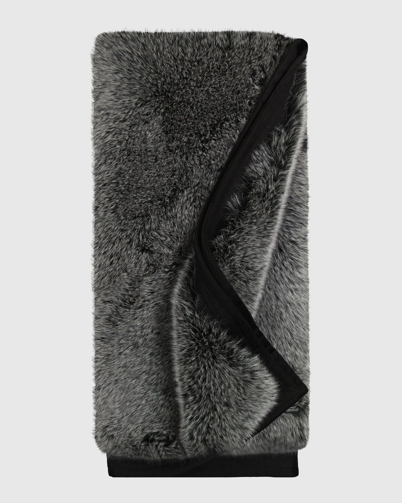 FUR-FREE FOX (FAUX FUR) BLANKET WITH WOOL TRIM