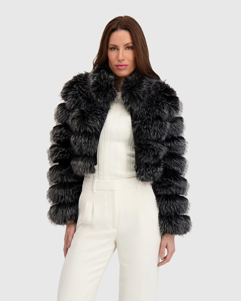 FUR-FREE FOX (FAUX FUR) BOLERO - BLACK SNOWTOP
