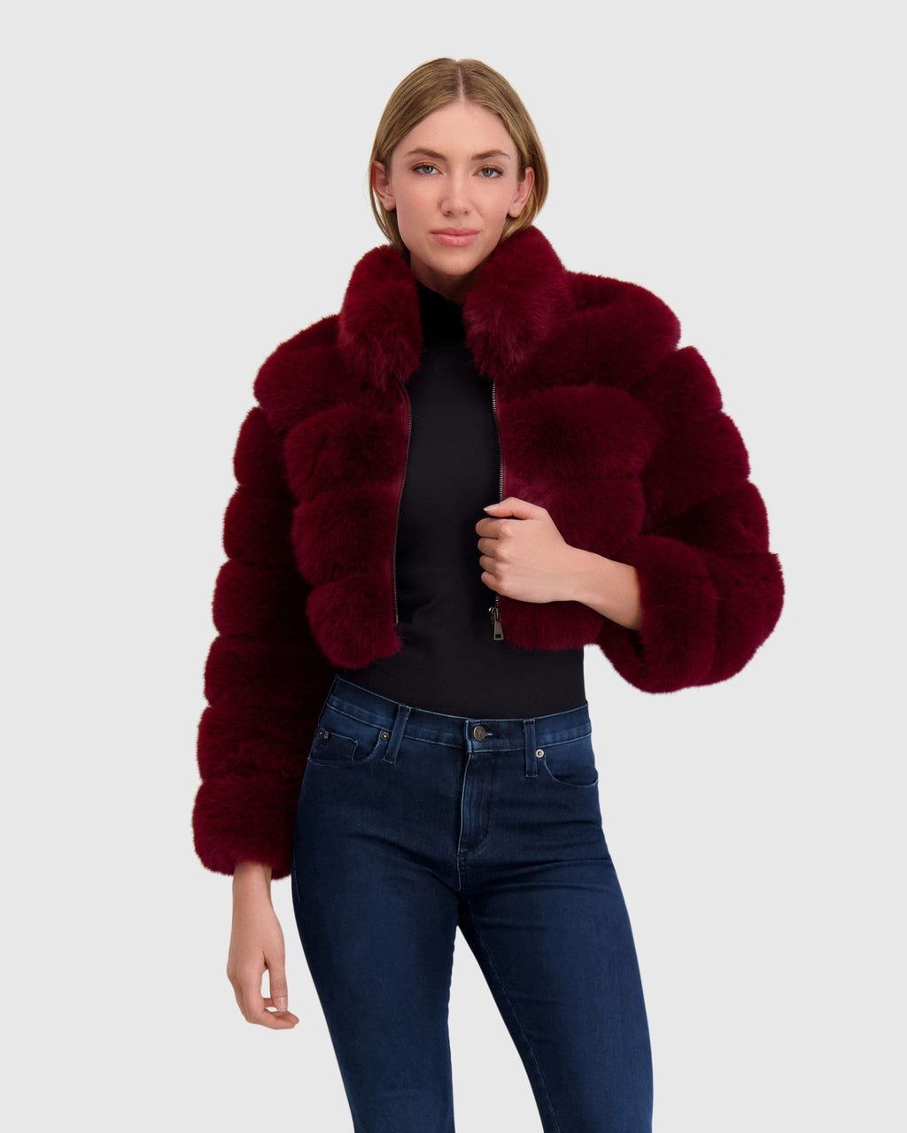 FUR-FREE FOX (FAUX FUR) BOLERO - WINE