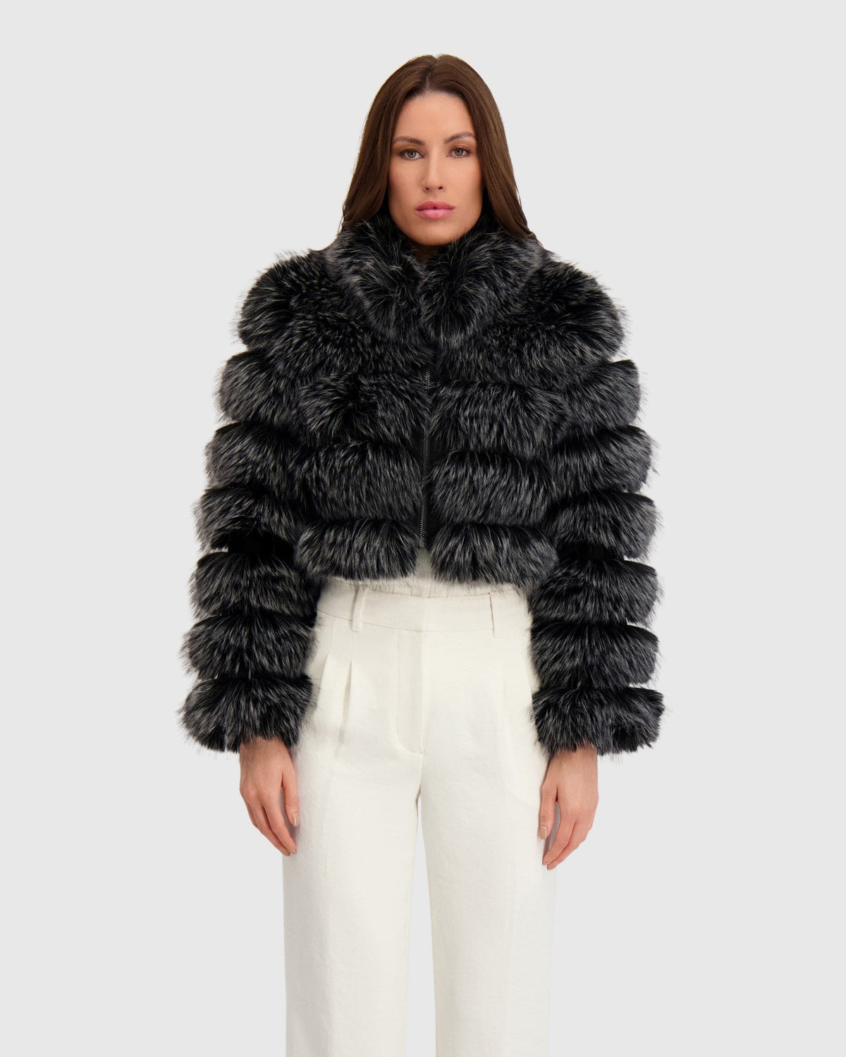 FUR-FREE FOX (FAUX FUR) BOLERO - BLACK SNOWTOP