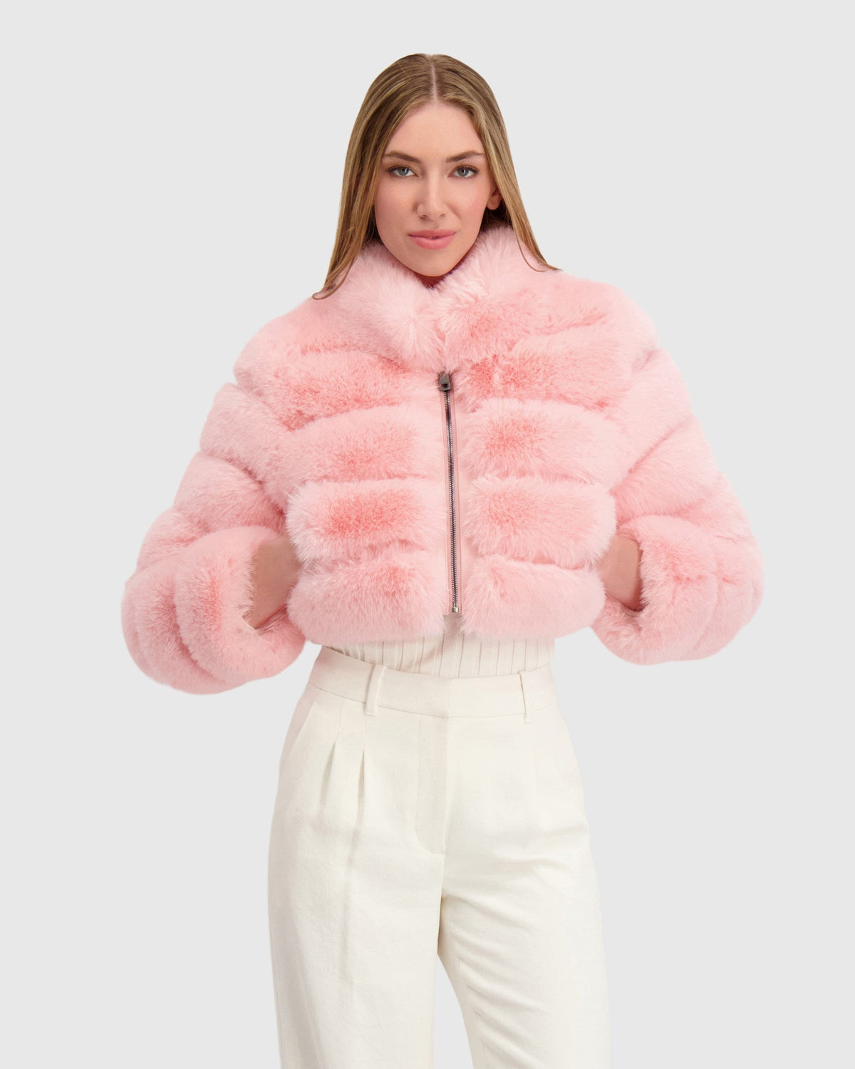 FUR-FREE FOX (FAUX FUR) BOLERO - PINK