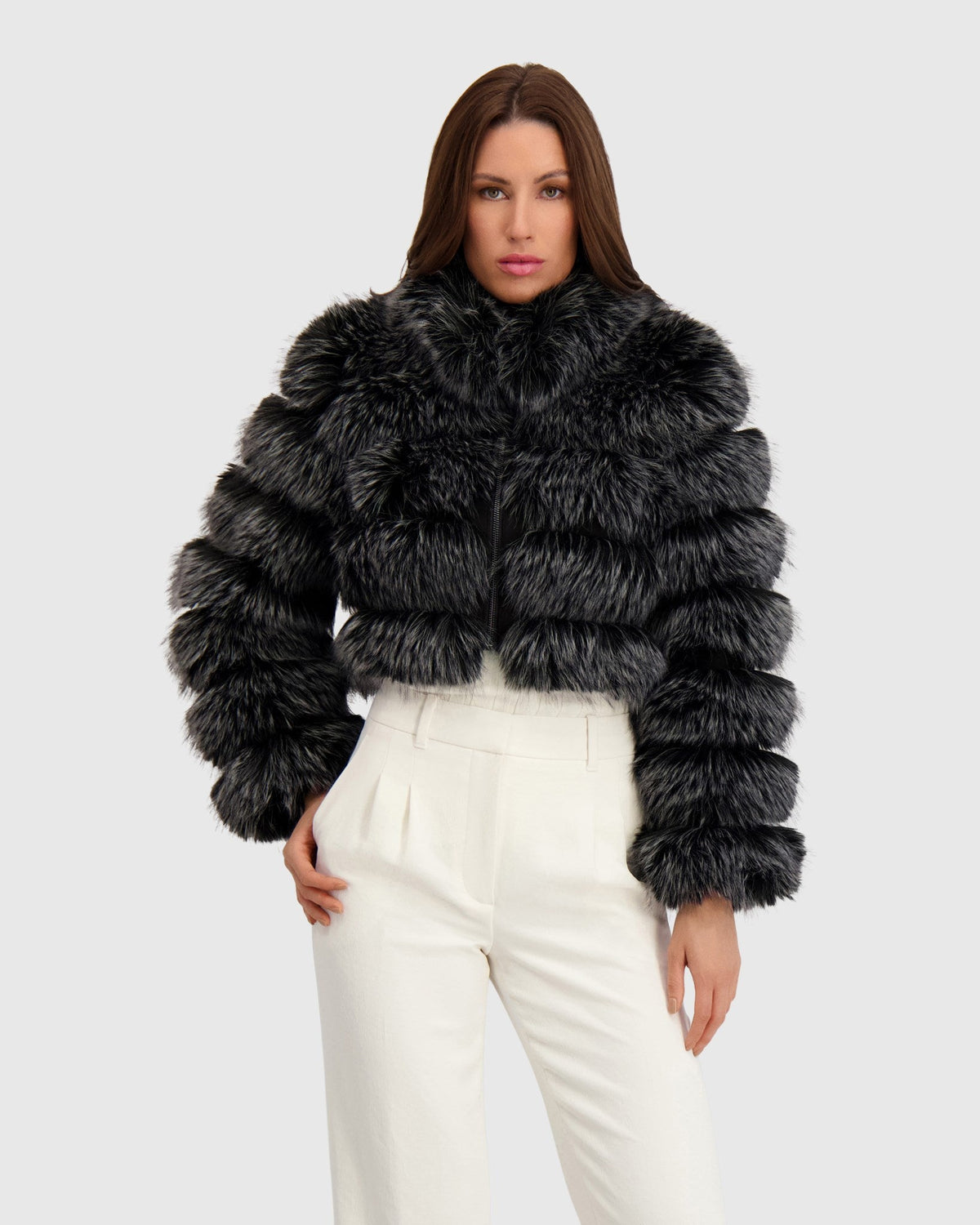 FUR-FREE FOX (FAUX FUR) BOLERO - BLACK SNOWTOP