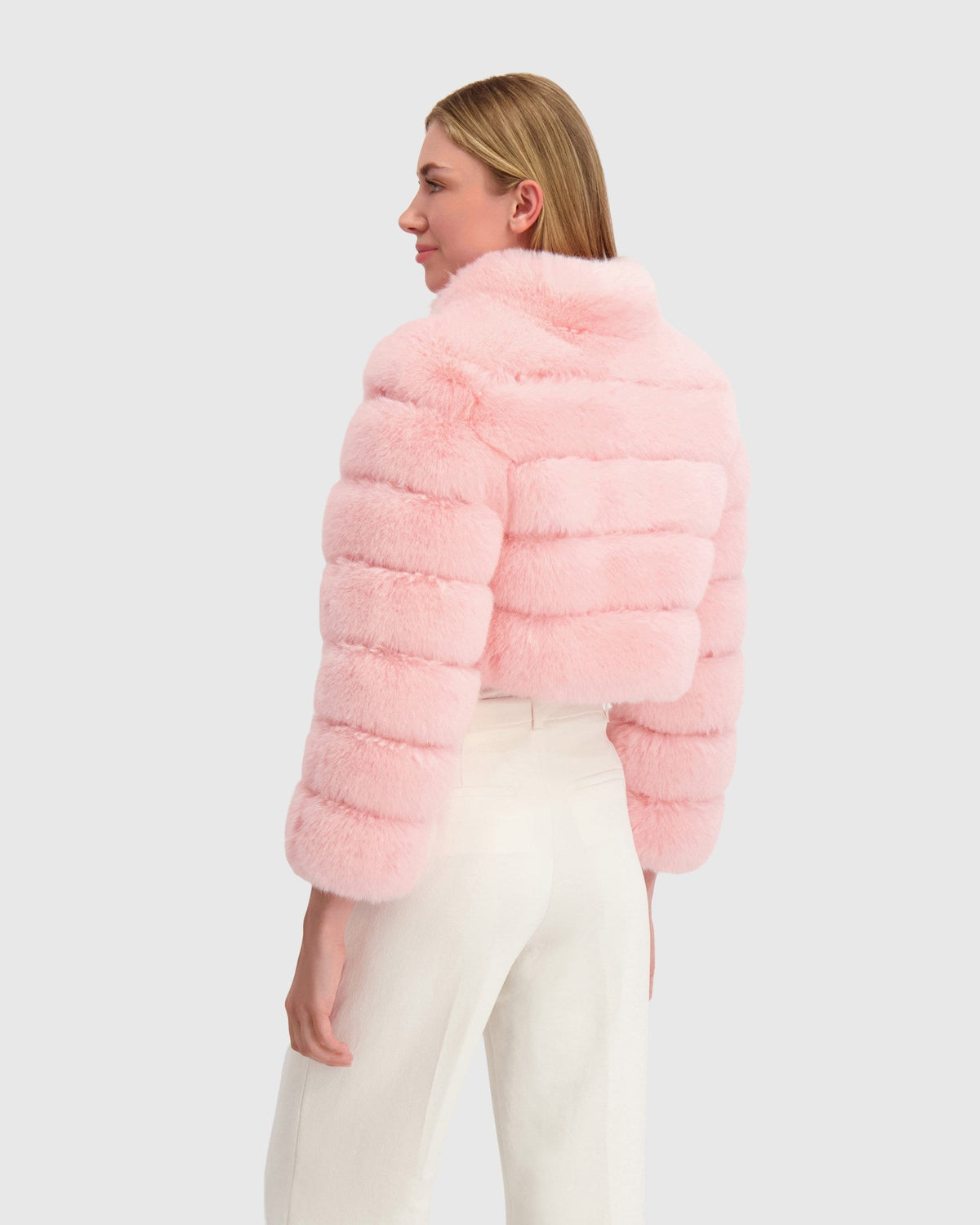 FUR-FREE FOX (FAUX FUR) BOLERO - PINK