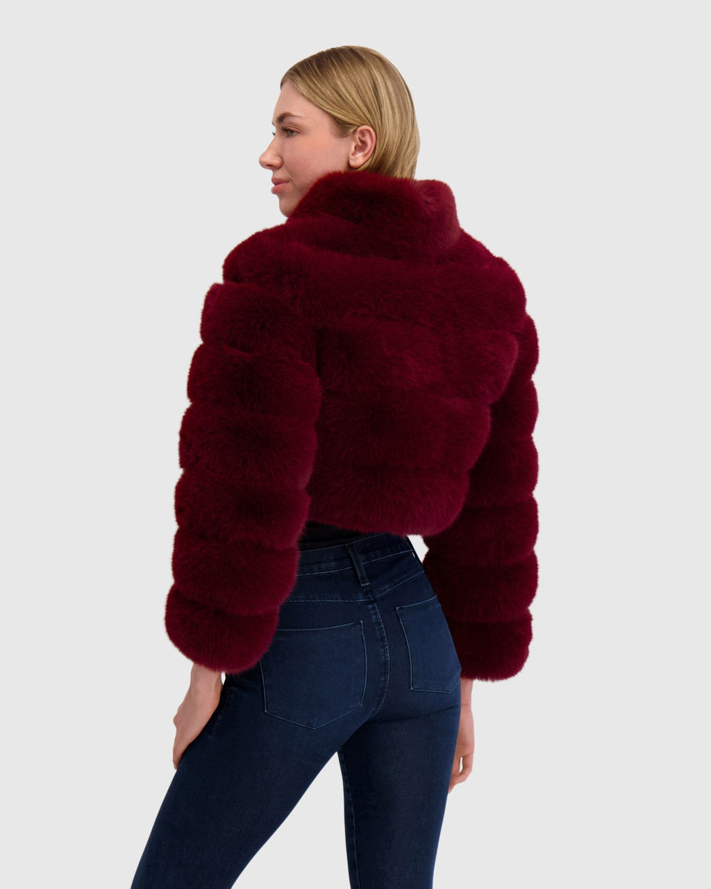 FUR-FREE FOX (FAUX FUR) BOLERO - WINE
