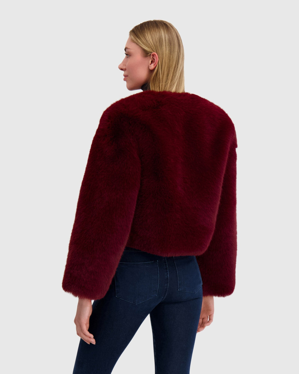 FUR-FREE FOX (FAUX FUR) BOLERO - WINE
