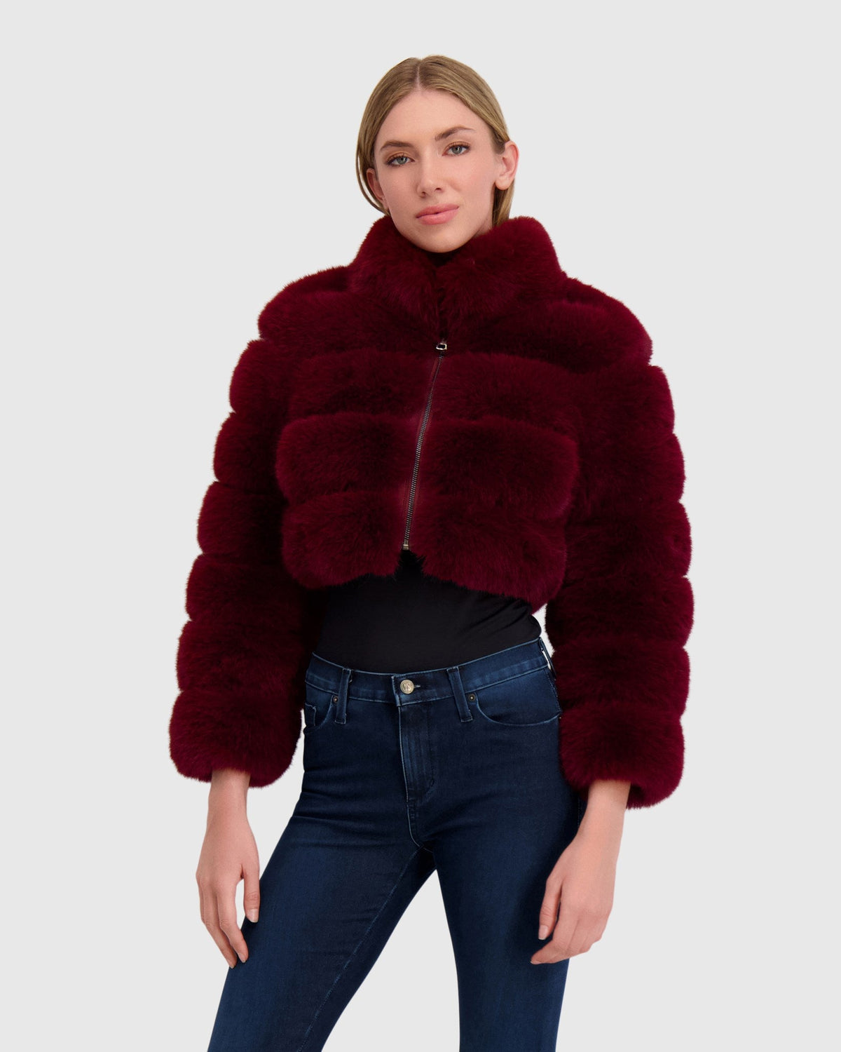 FUR-FREE FOX (FAUX FUR) BOLERO - WINE