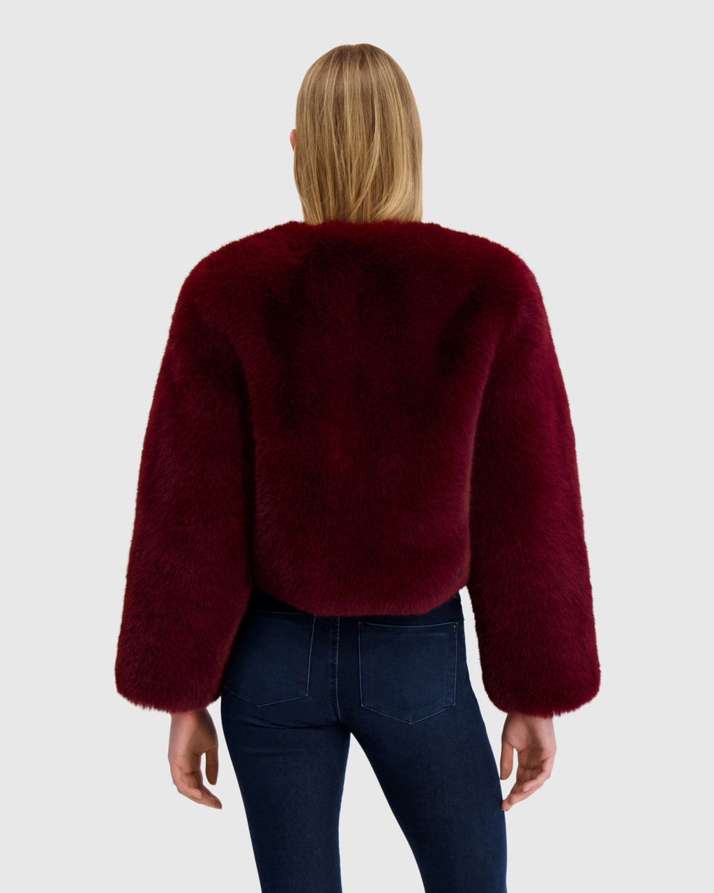 FUR-FREE FOX (FAUX FUR) BOLERO - WINE