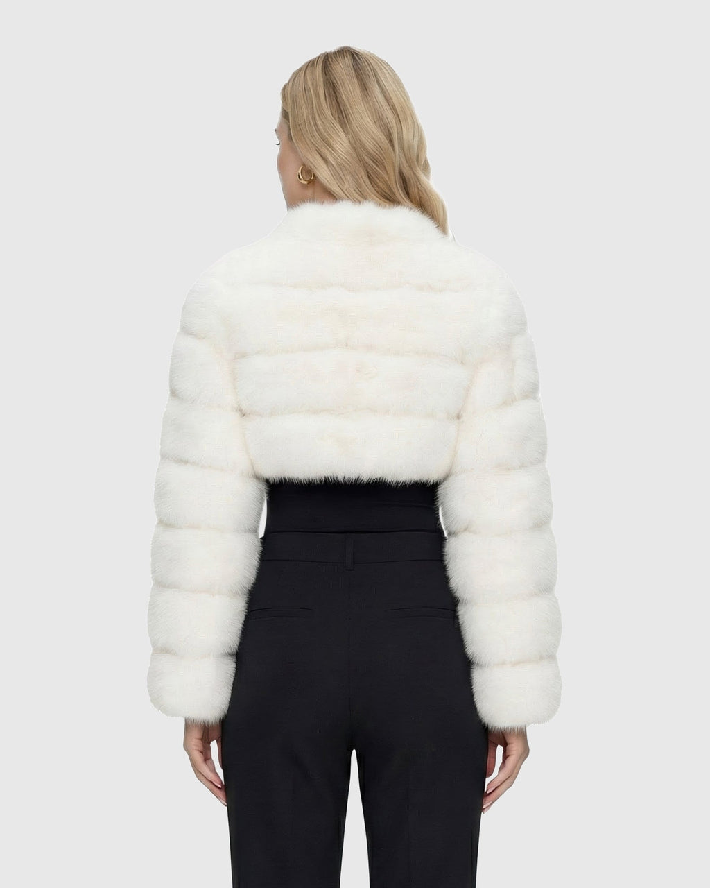 FUR-FREE FOX (FAUX FUR) BOLERO WITH RHINESTONES - WHITE