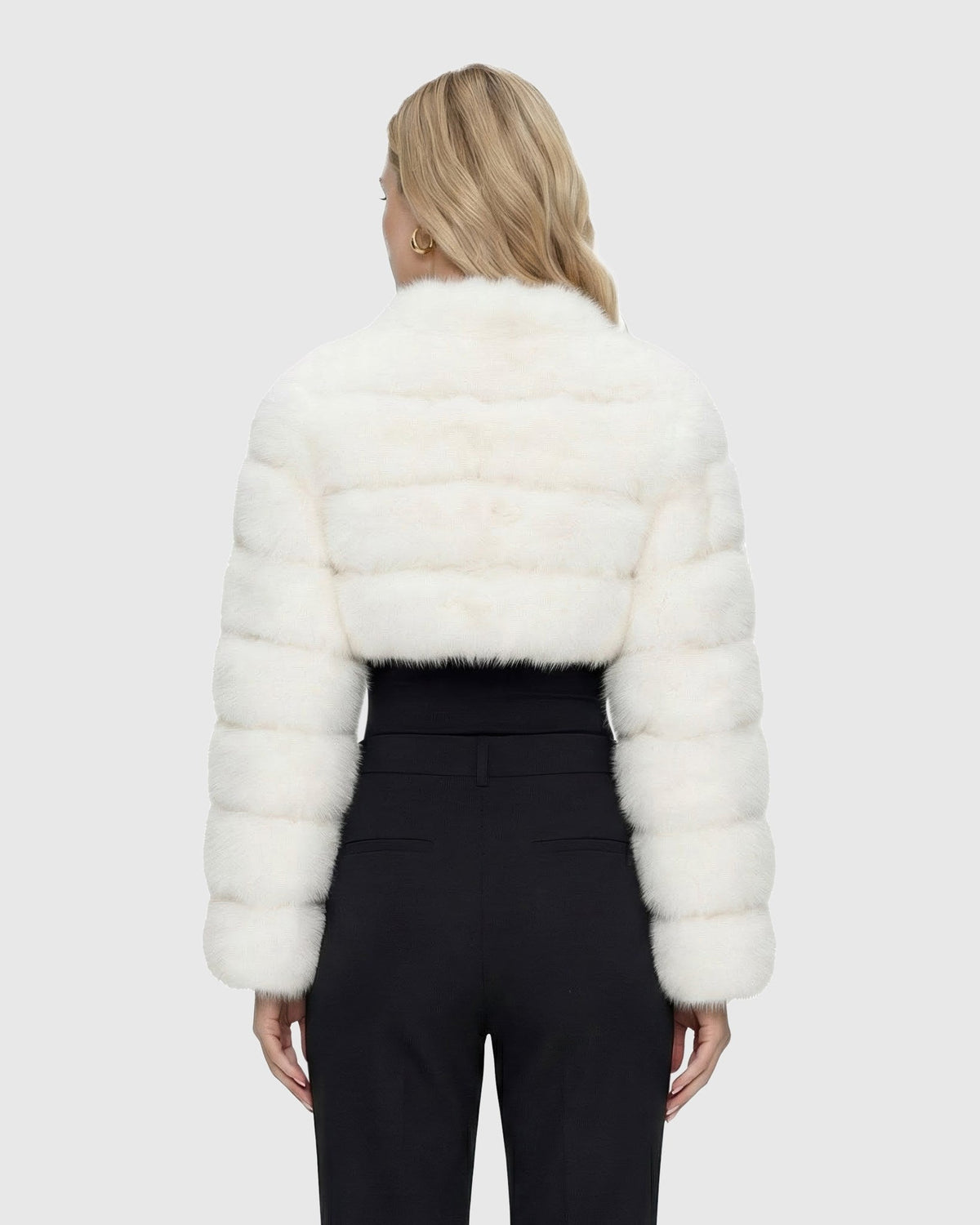 FUR-FREE FOX (FAUX FUR) BOLERO WITH RHINESTONES - WHITE