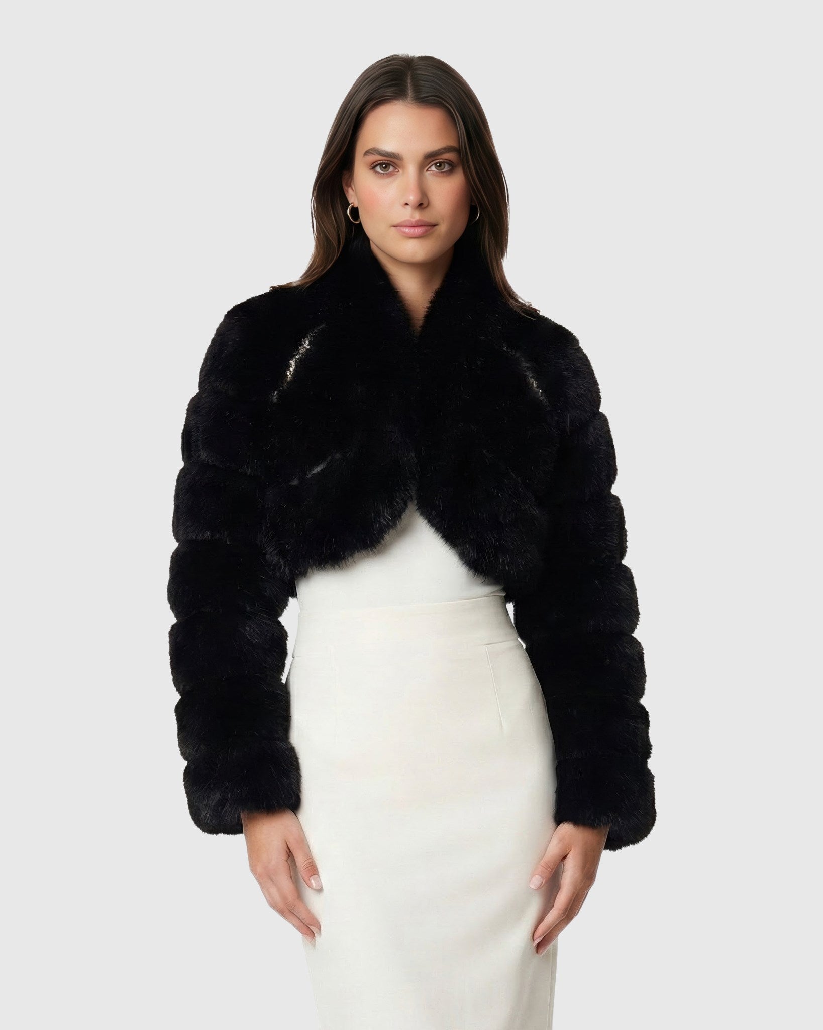 FUR-FREE FOX (FAUX FUR) SHORT JACKET
