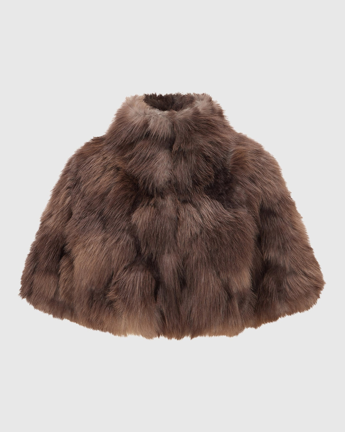 FUR-FREE FOX (FAUX FUR) BOLERO, SHORT SLEEVES - BROWN