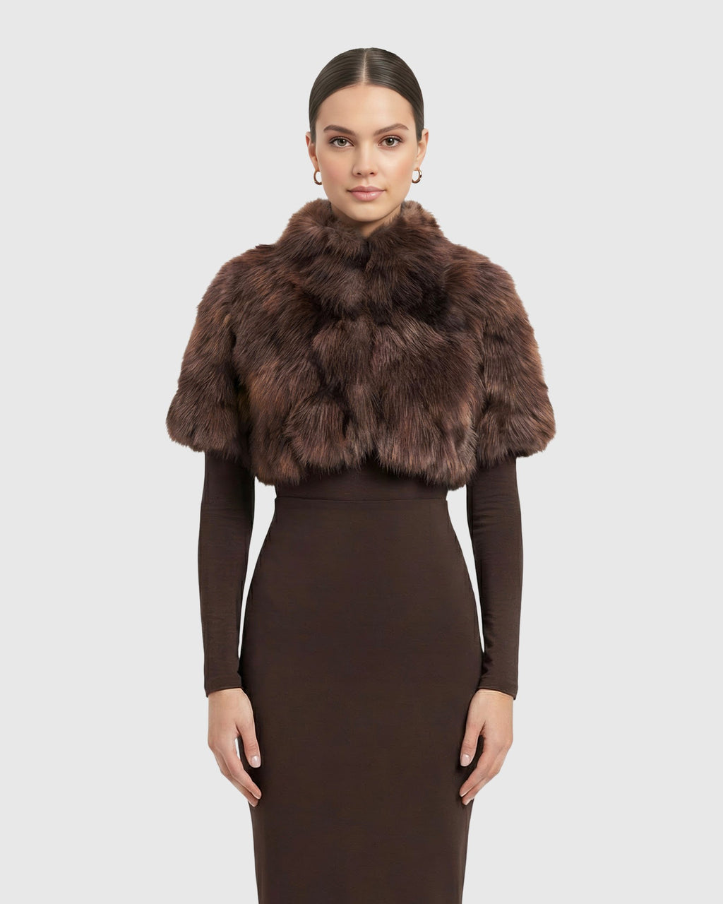 FUR-FREE FOX (FAUX FUR) BOLERO WITH SHORT SLEEVES