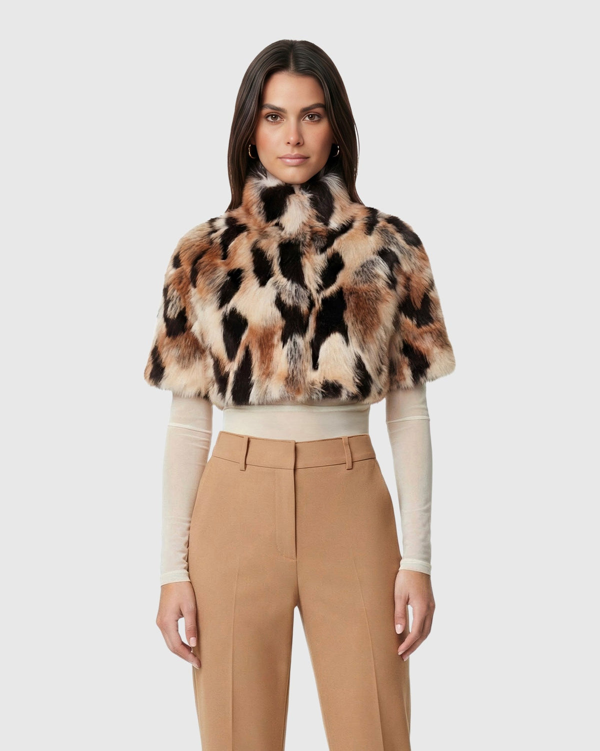 FUR-FREE FOX (FAUX FUR) BOLERO, SHORT SLEEVES - GOLD