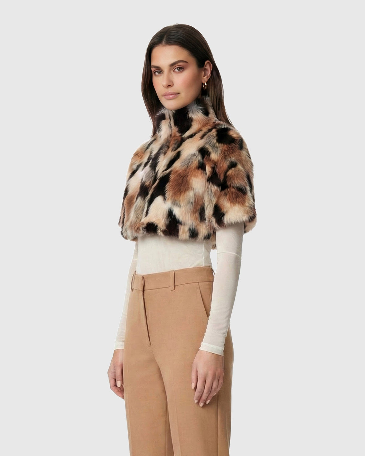 FUR-FREE FOX (FAUX FUR) BOLERO, SHORT SLEEVES - GOLD