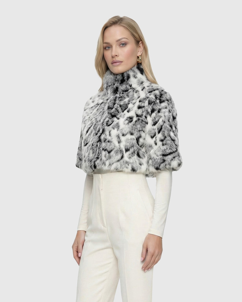 FUR-FREE FOX (FAUX FUR) BOLERO, SHORT SLEEVES - GRAY SNOW LPRD