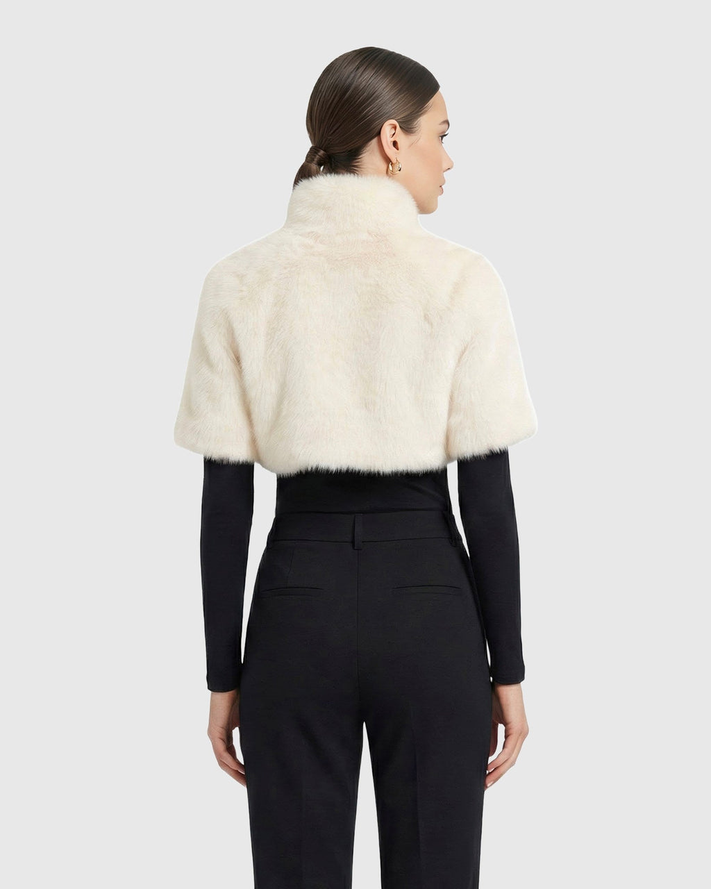 FUR-FREE FOX (FAUX FUR) BOLERO, SHORT SLEEVES - WHITE