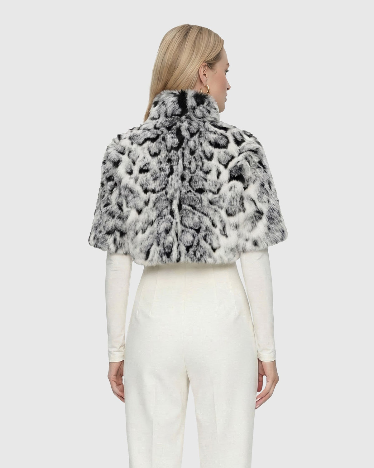 FUR-FREE FOX (FAUX FUR) BOLERO, SHORT SLEEVES - GRAY SNOW LPRD