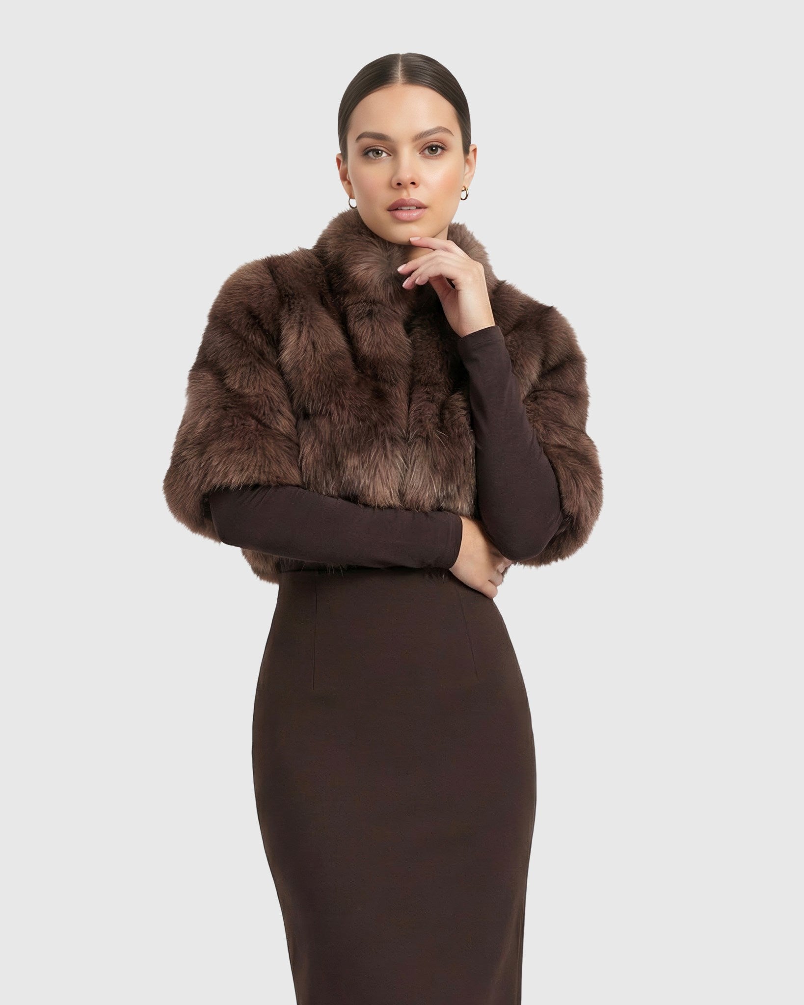 FUR-FREE FOX (FAUX FUR) BOLERO WITH SHORT SLEEVES