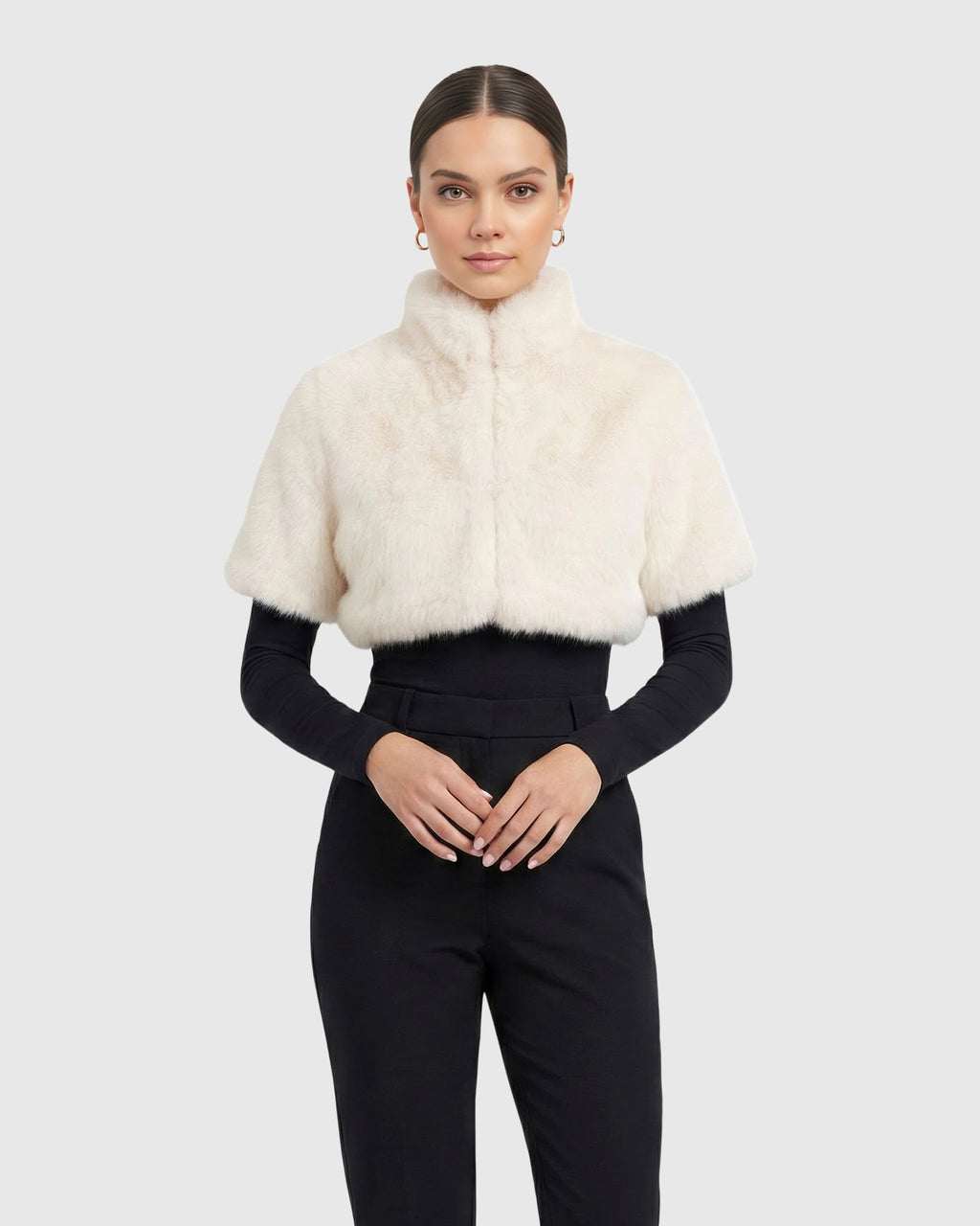 FUR-FREE FOX (FAUX FUR) BOLERO WITH SHORT SLEEVES