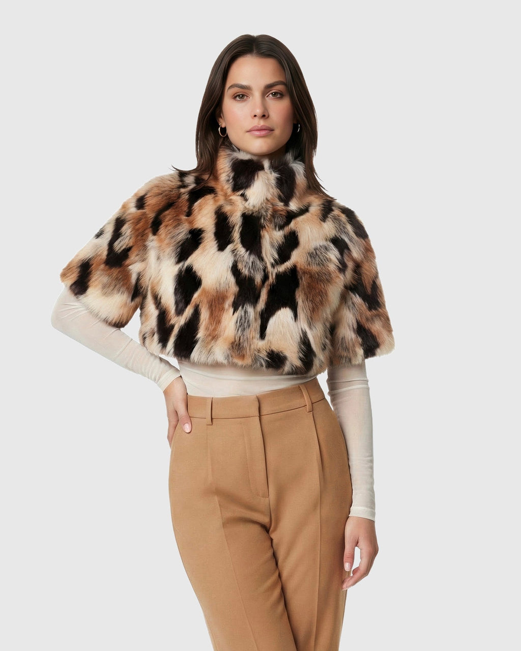 FUR-FREE FOX (FAUX FUR) BOLERO, SHORT SLEEVES - GOLD