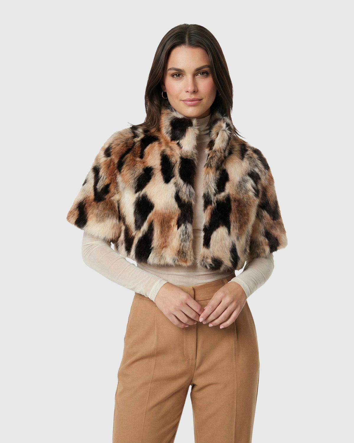 FUR-FREE FOX (FAUX FUR) BOLERO, SHORT SLEEVES - GOLD