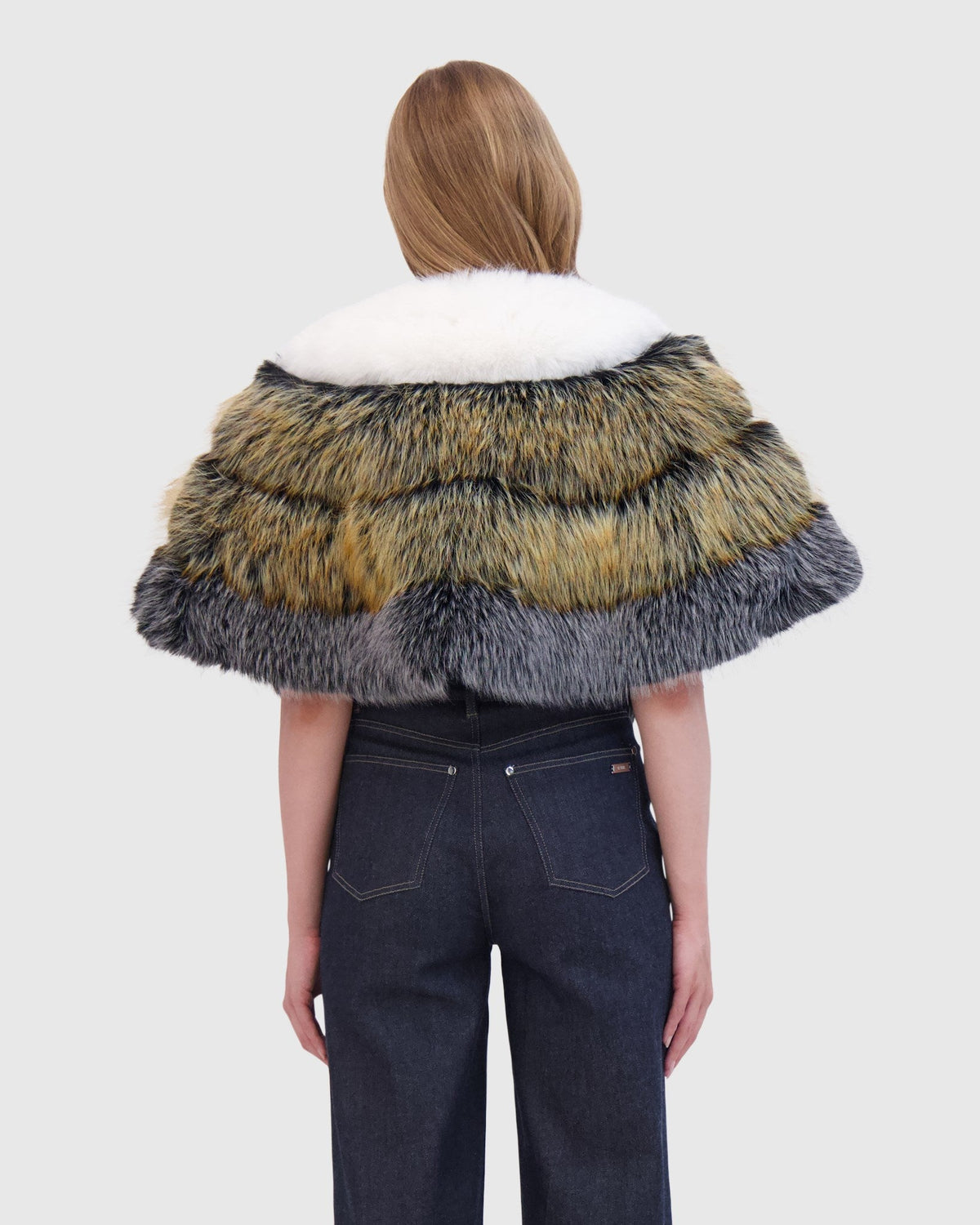 FUR-FREE FOX-LIKE CAPE - WHITE/GOLD/SILVER