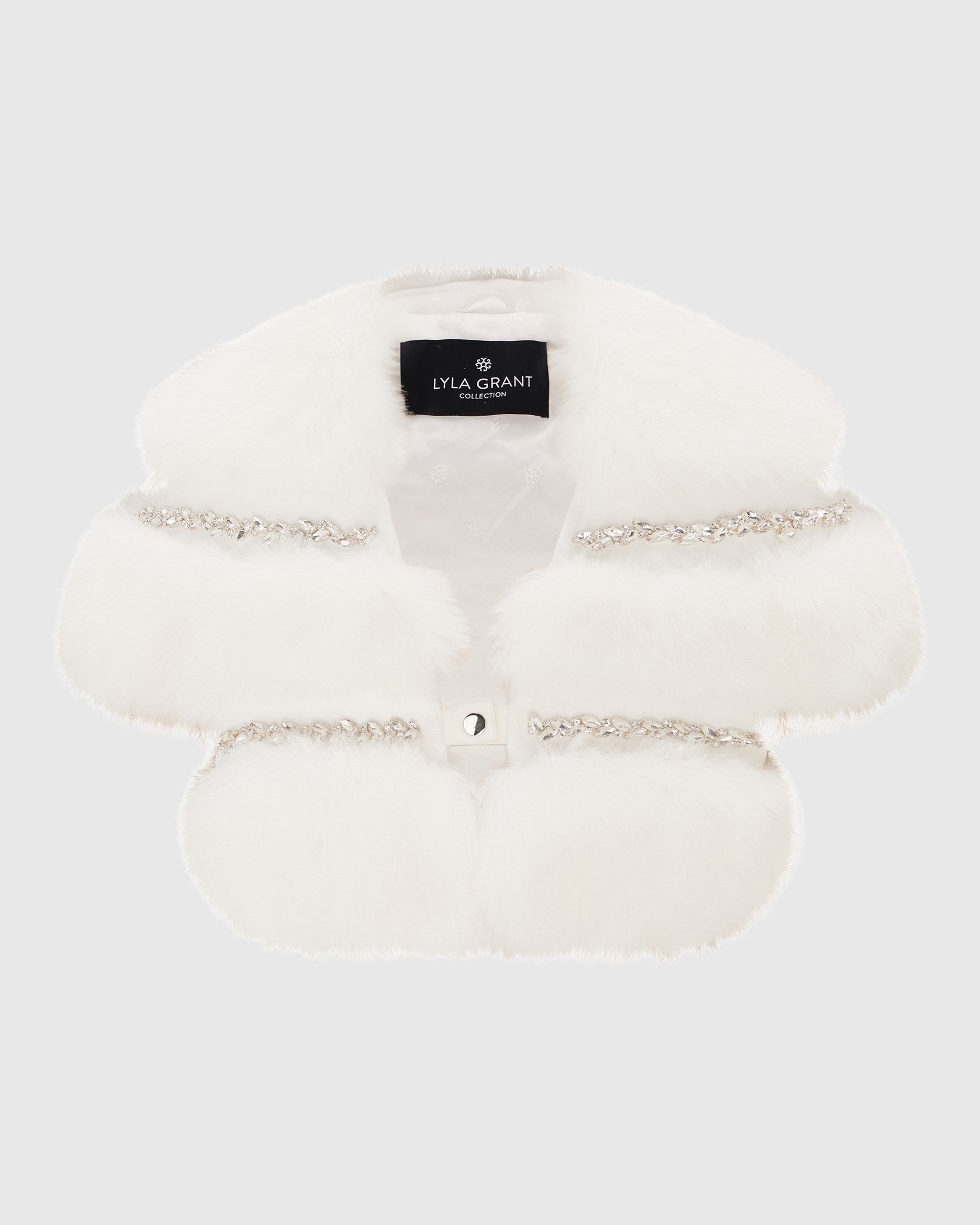 FUR-FREE FOX (FAUX FUR) STOLE WITH RHINESTONE INSERTS
