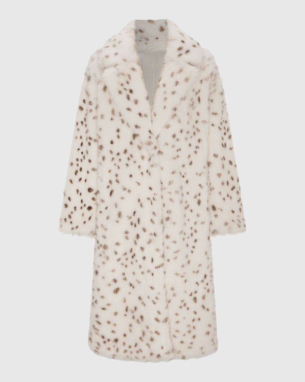 FUR-FREE FOX (FAUX FUR) COAT - WHITE/BLACK SPOTTED