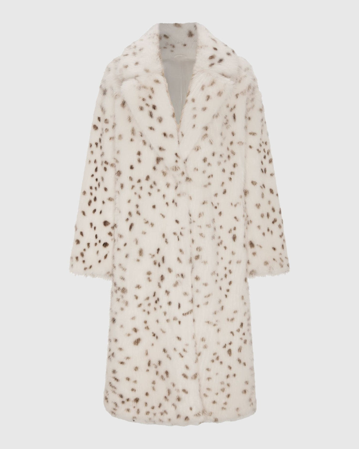 FUR-FREE FOX (FAUX FUR) COAT - WHITE/BLACK SPOTTED