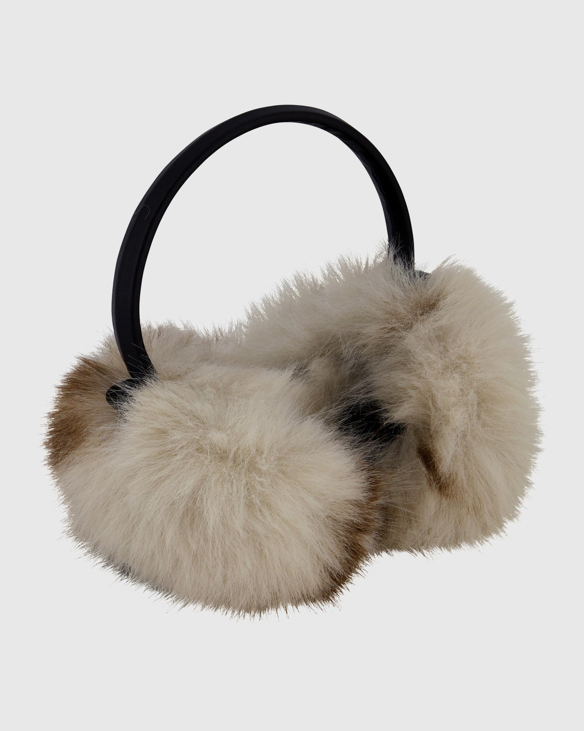 FUR-FREE FOX (FAUX FUR) EARMUFFS - WHITE/BROWN SPOTTED