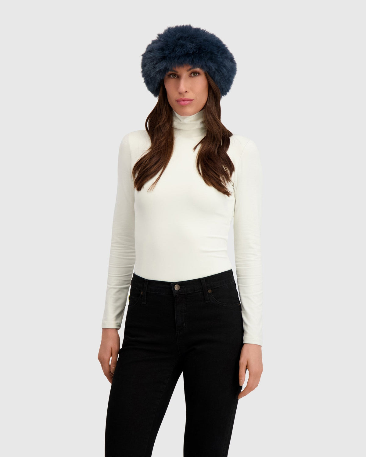 FUR-FREE FOX (FAUX FUR) HEADBAND - NAVY