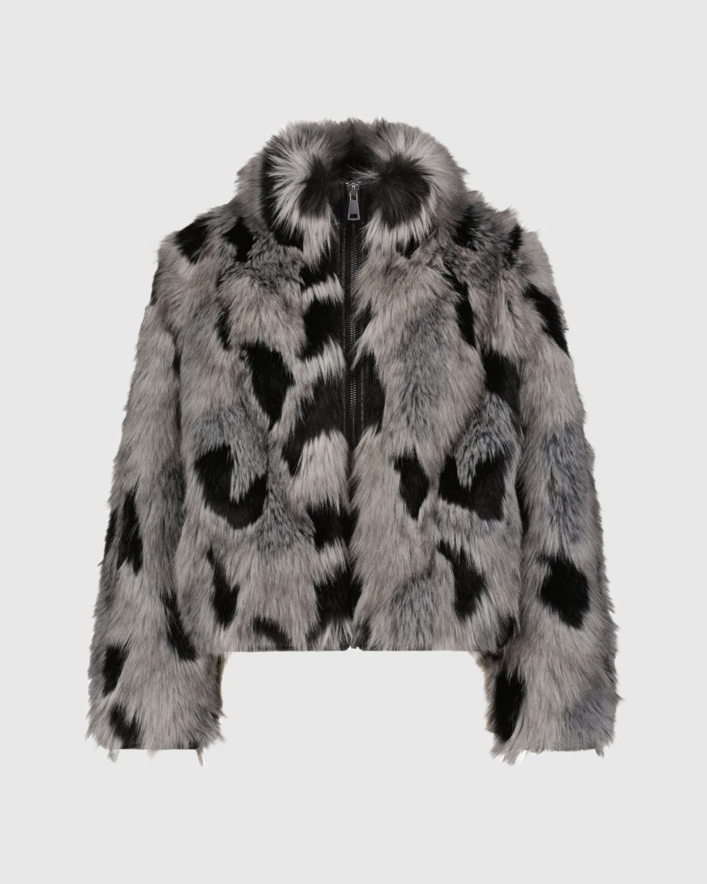 FUR-FREE FOX (FAUX FUR) JACKET - BLACK/GRAY