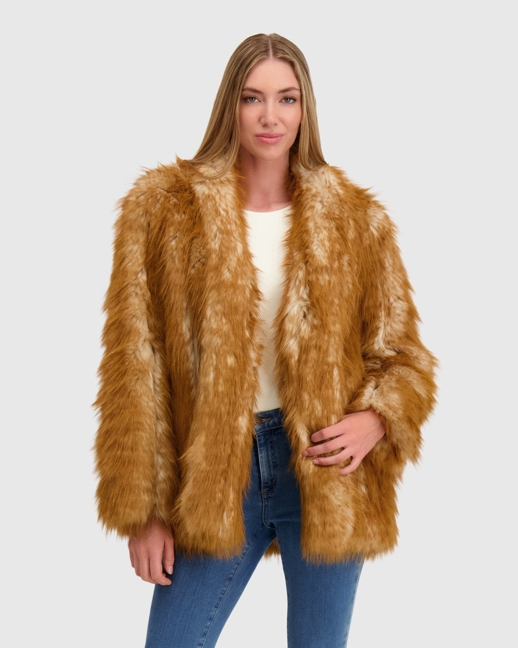 FUR-FREE FOX (FAUX FUR) JACKET - WHISKEY MULTI