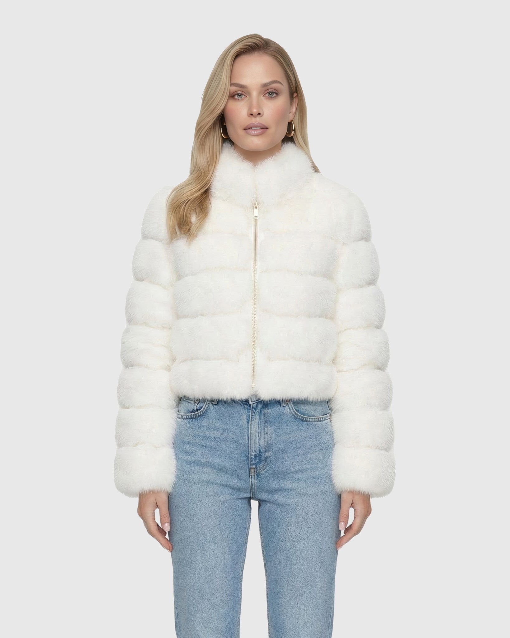 FUR-FREE FOX (FAUX FUR) JACKET, REVERSIBLE