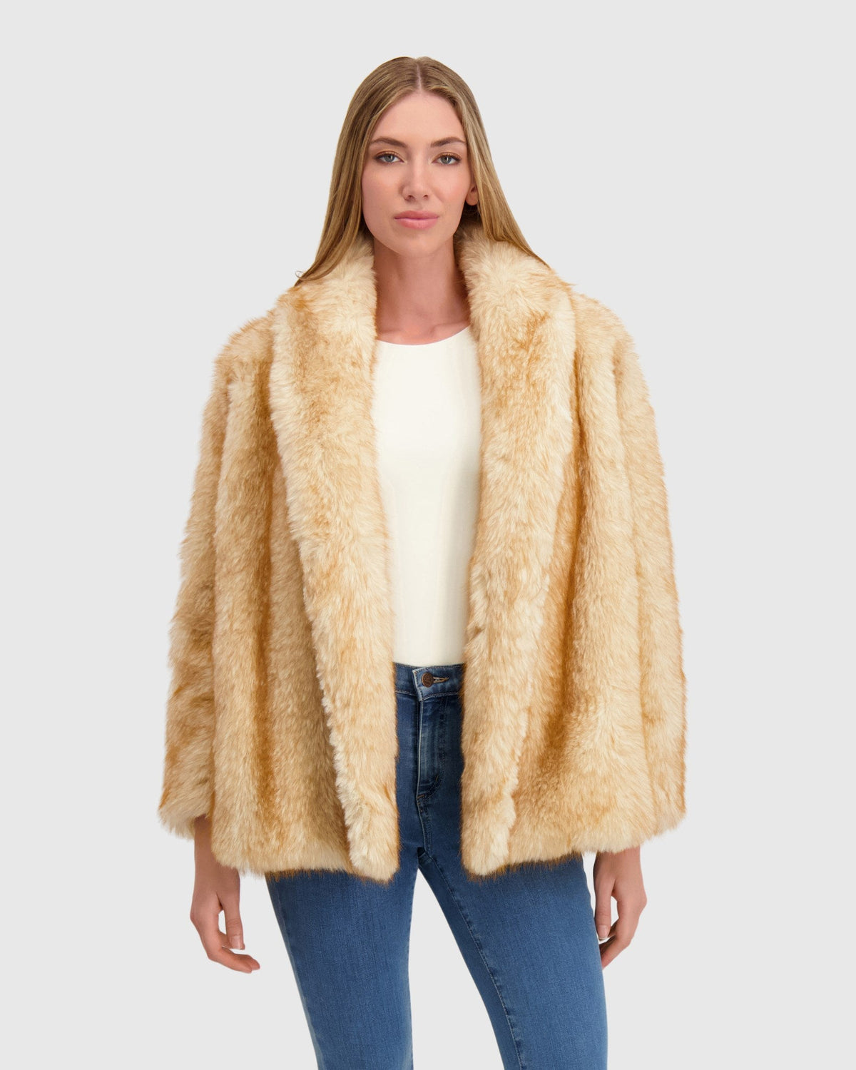 FUR-FREE FOX (FAUX FUR) JACKET - GOLDTONE