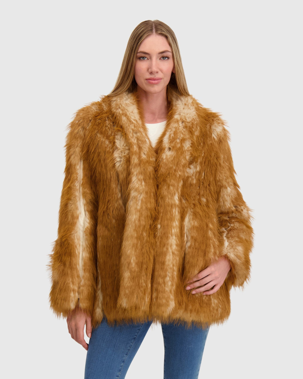 FUR-FREE FOX (FAUX FUR) JACKET - WHISKEY MULTI