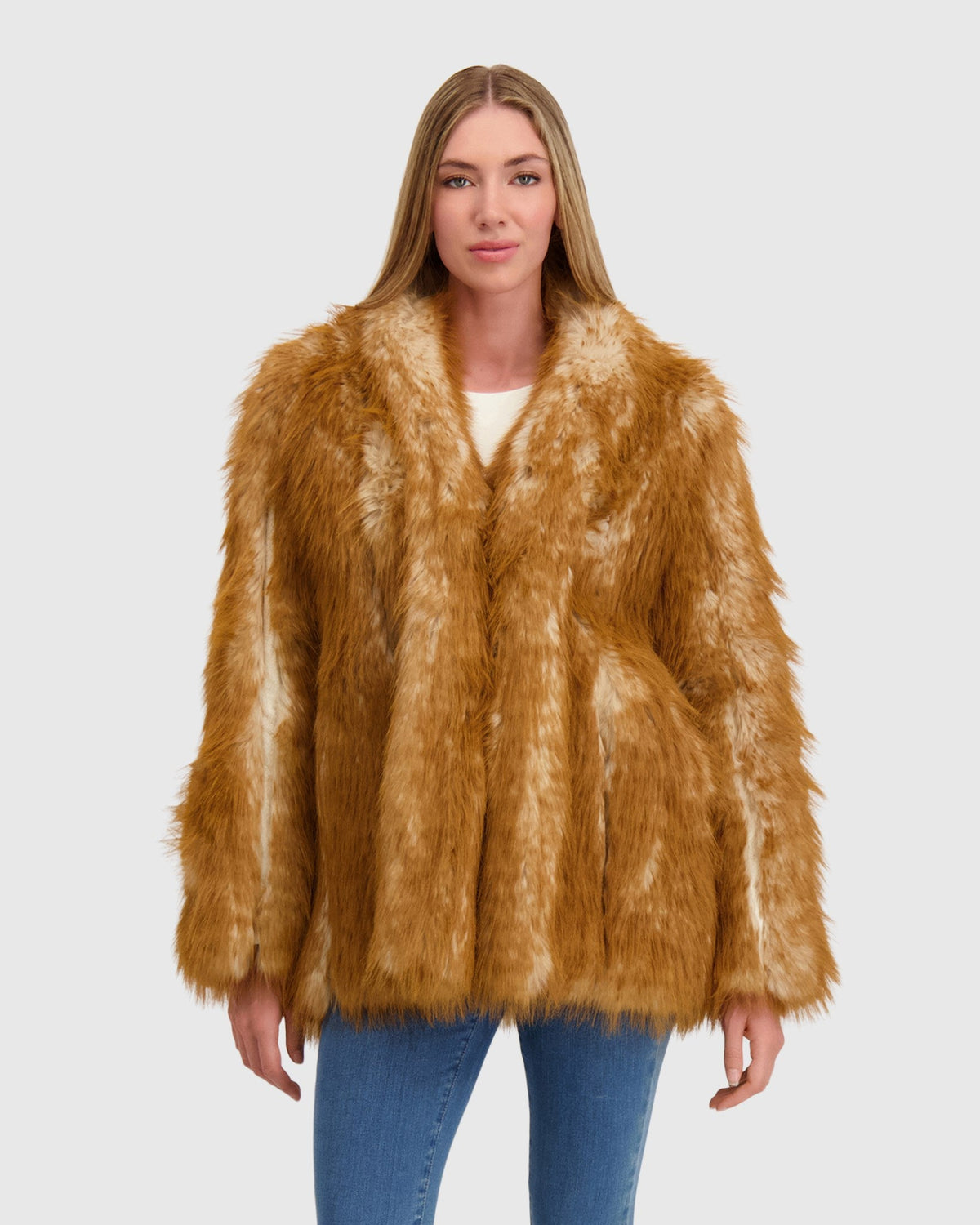 FUR-FREE FOX (FAUX FUR) JACKET - WHISKEY MULTI