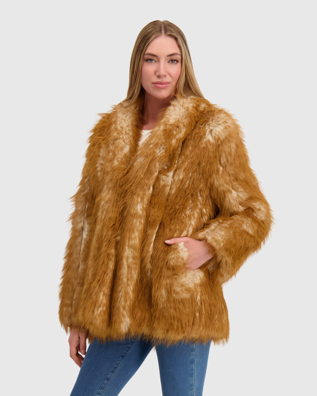 FUR-FREE FOX (FAUX FUR) JACKET - WHISKEY MULTI