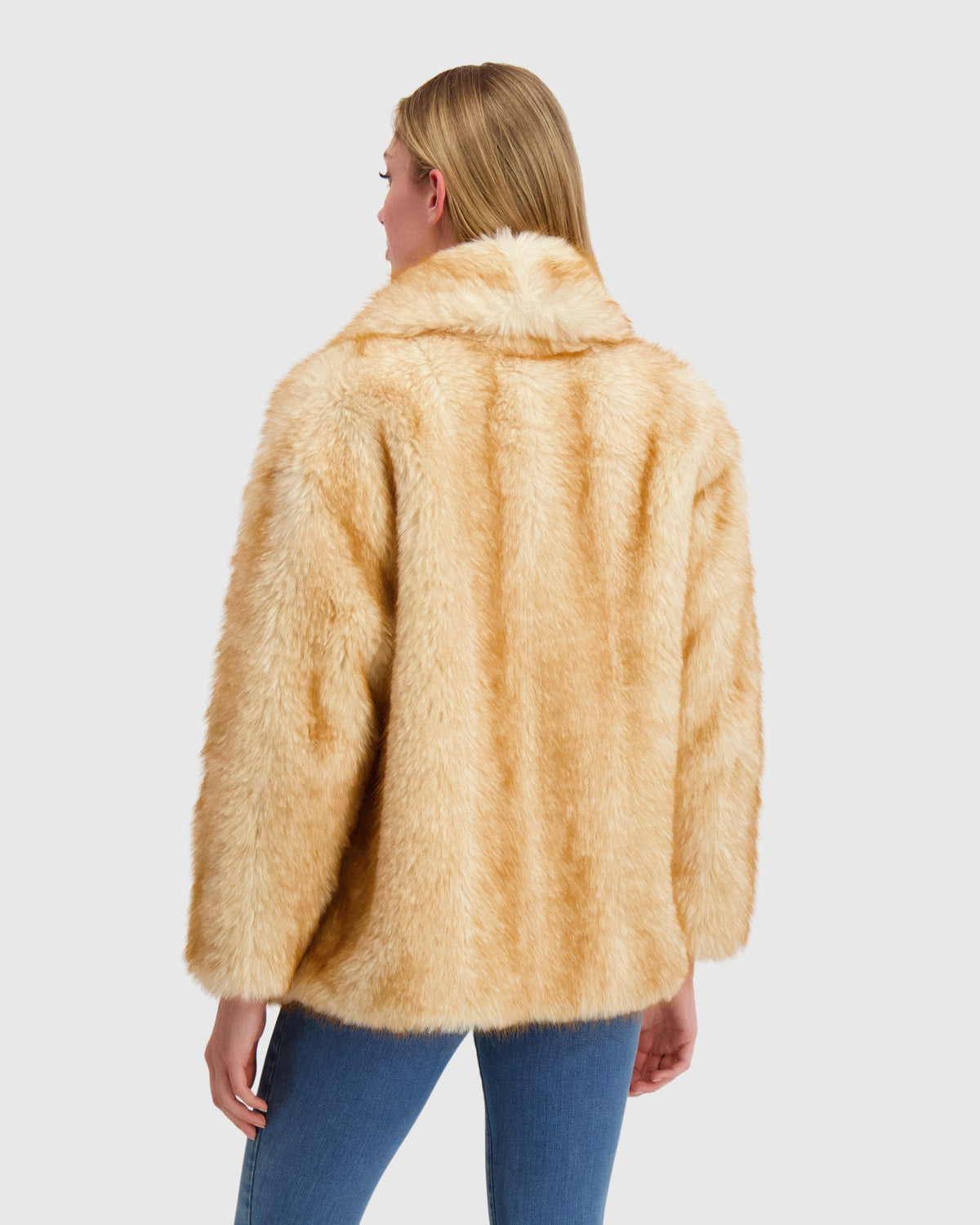FUR-FREE FOX (FAUX FUR) JACKET - GOLDTONE