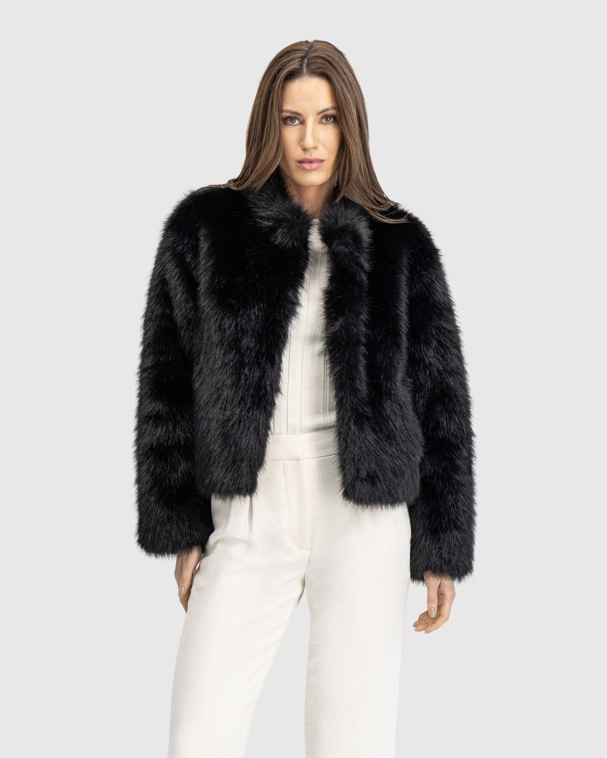 FUR-FREE FOX (FAUX FUR) JACKET - BLACK