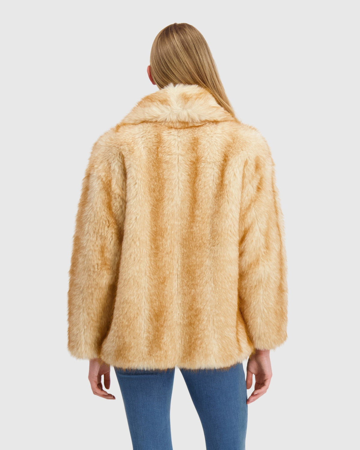 FUR-FREE FOX (FAUX FUR) JACKET - GOLDTONE
