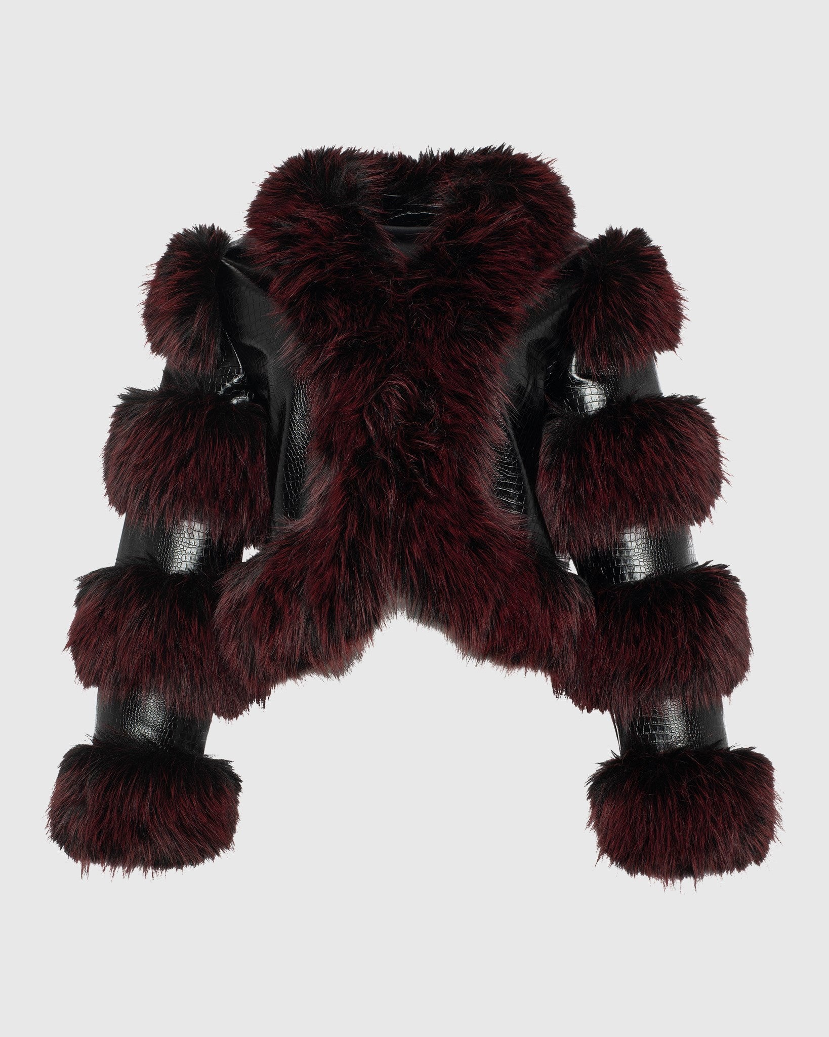 FUR-FREE FOX (FAUX FUR) JACKET WITH LEATHER INSERTS