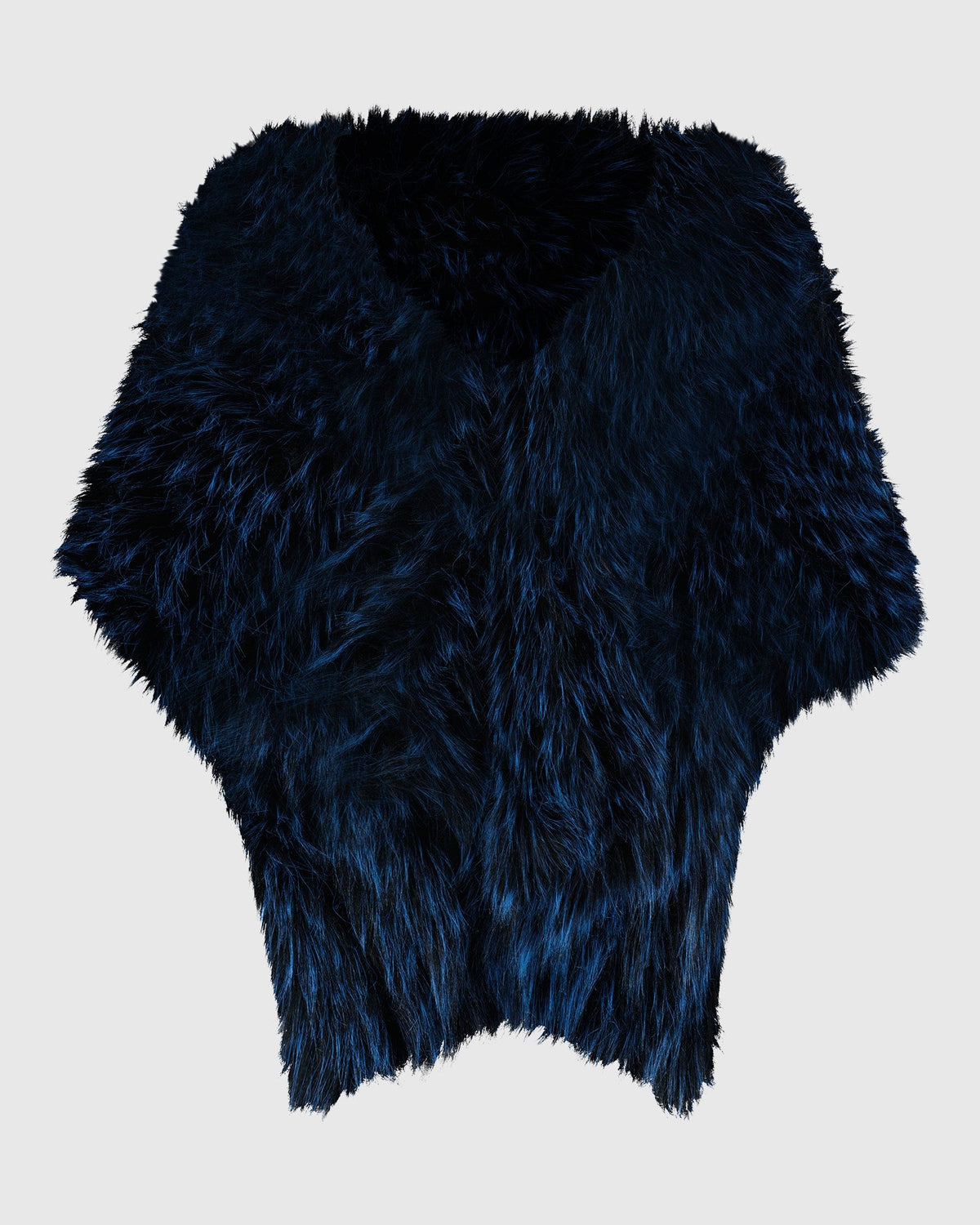 FUR-FREE FOX (PL) KNIT RUFFLE STOLE WITH POCKET - BLUE