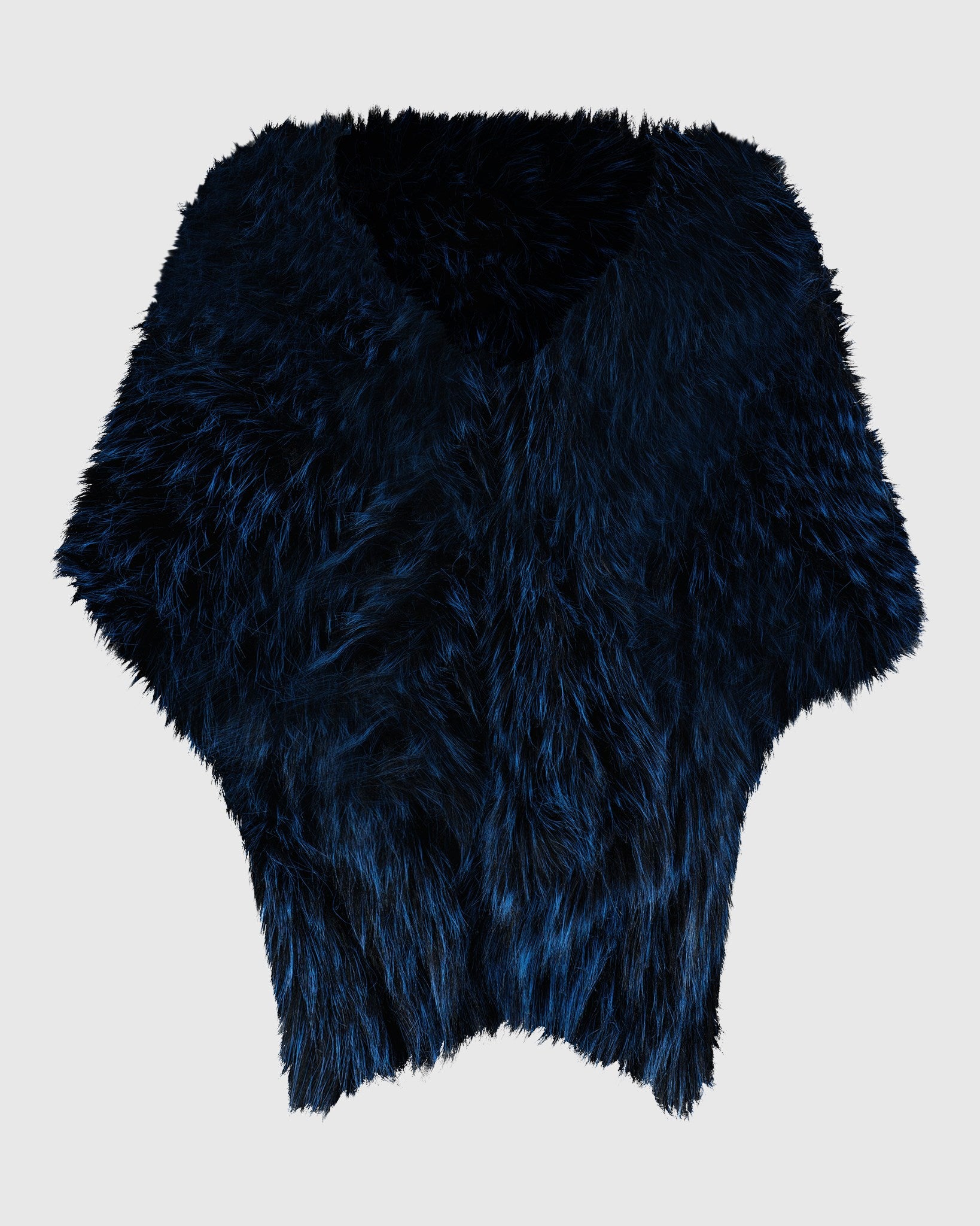 FUR-FREE FOX (FAUX FUR) KNIT RUFFLE STOLE WITH POCKET