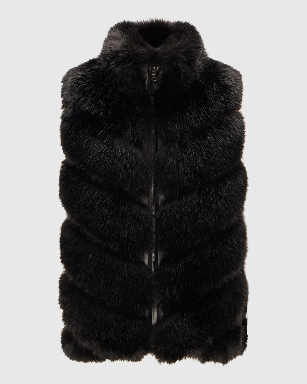 FUR-FREE FOX (FAUX FUR) REVERSIBLE VEST - BLACK/BLACK